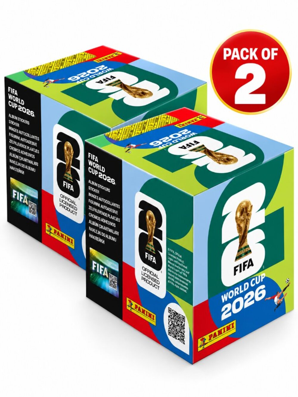 Panini FIFA World Cup 2026 Sticker Box – Pack of 2, 100 Packs, 700 Stickers